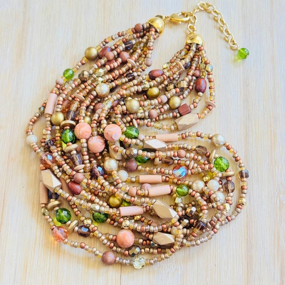 VTG Joan Rivers‎ Crystal Regal Multi Elegant Necklace Gold Layered Signed 19